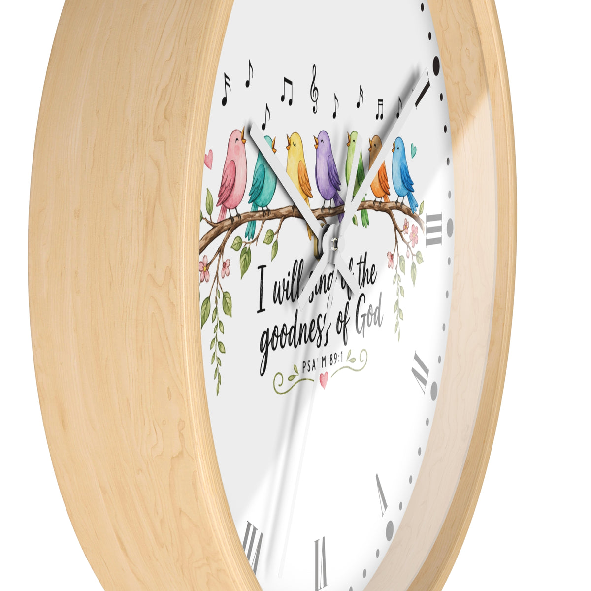 Bible Verse Bird Wall Clock — 'I Will Sing the Goodness of God'