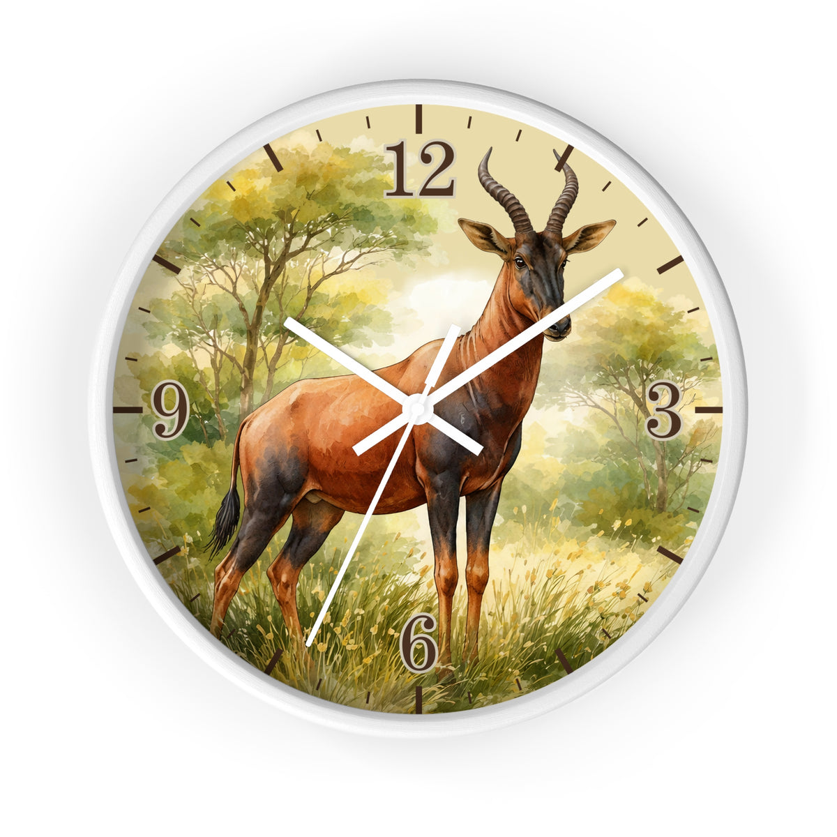 Topi Antelope Wall Clock — Wilderness Wildlife Decorative Clock