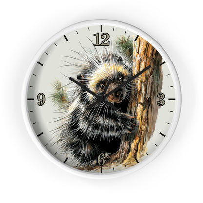 Porcupine Wall Clock — Wildlife Animal Decor for Nursery or Cabin