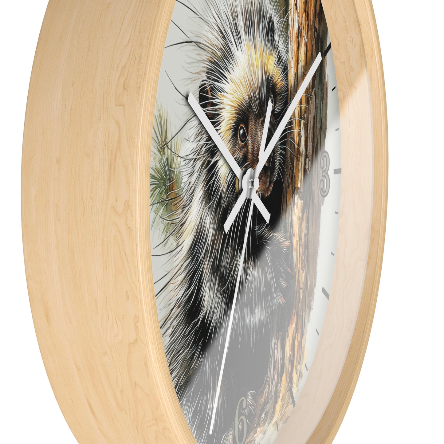 Porcupine Wall Clock — Wildlife Animal Decor for Nursery or Cabin