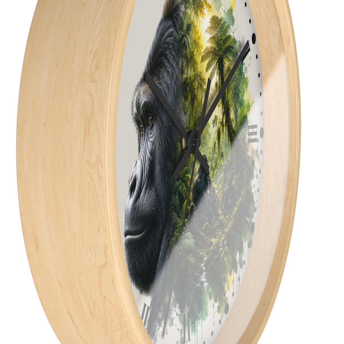 Gorilla Family Jungle Wall Clock — Tropical Primate Art