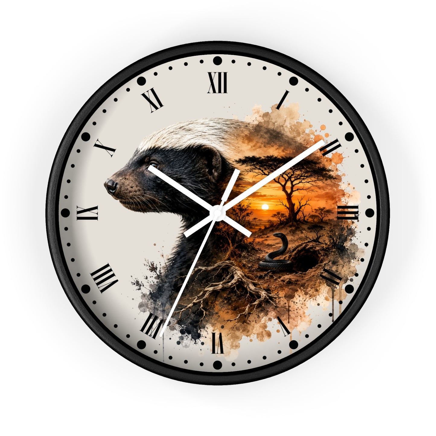 Badger Sunset Wall Clock — Wildlife Art Home Decor