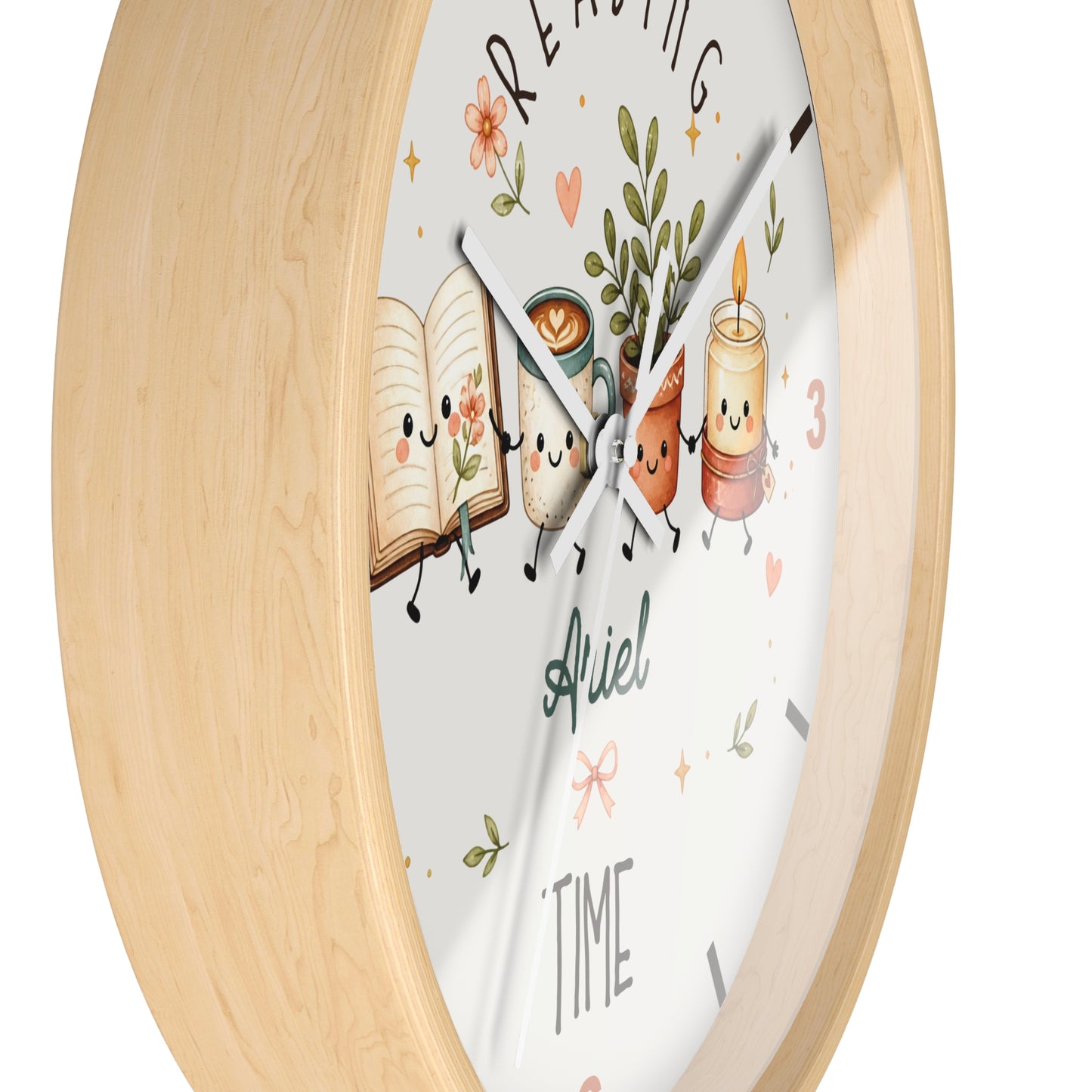 Reading Time Kids Wall Clock | Personalized Book Lover Decor (Custom Name)