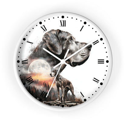 Great Dane Moonlit Wall Clock —  Dog Portrait Art Decor