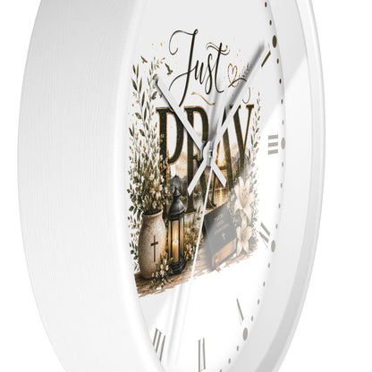 Just Pray Wall Clock — Inspirational Christian Home Decor Clock