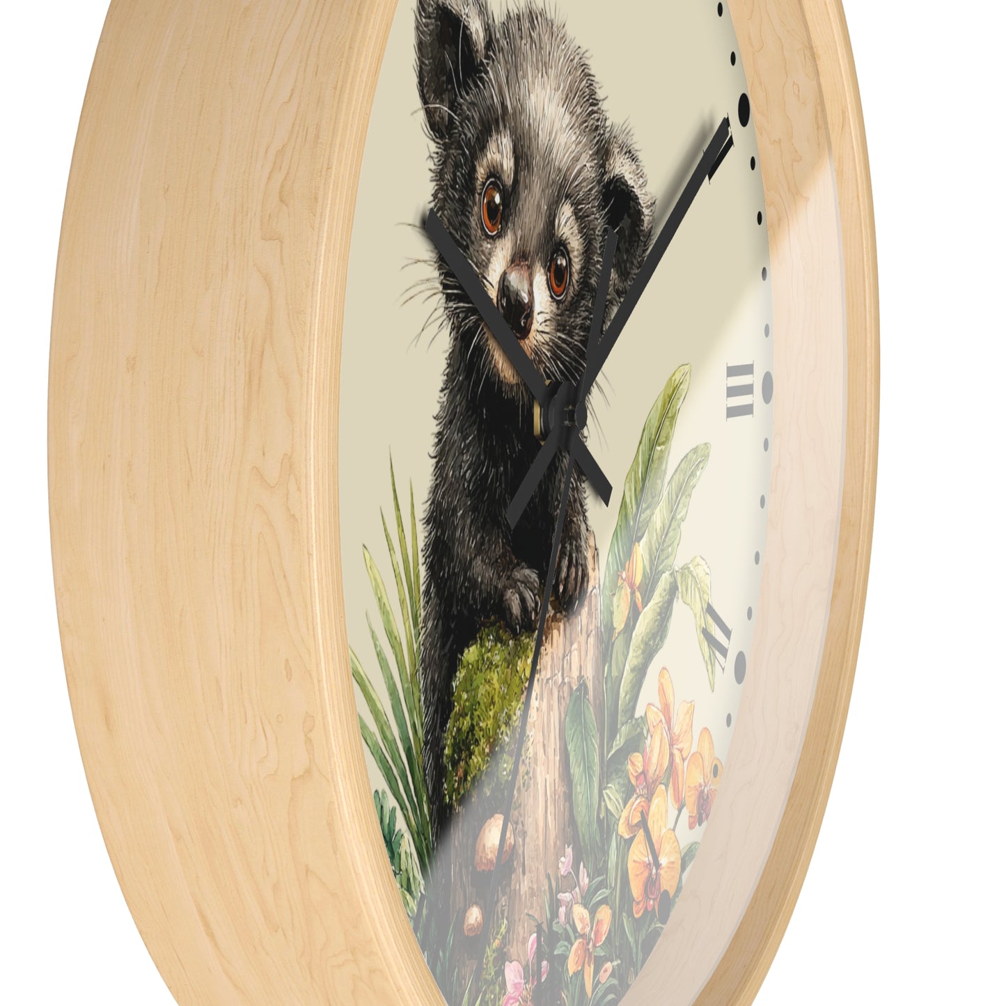 Baby Black Asian Palm Civet Wall Clock — Woodland Nursery Animal Decor