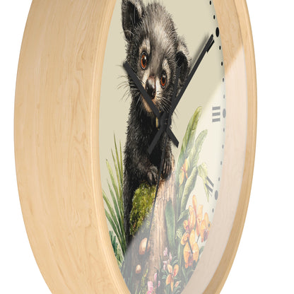 Baby Black Asian Palm Civet Wall Clock — Woodland Nursery Animal Decor