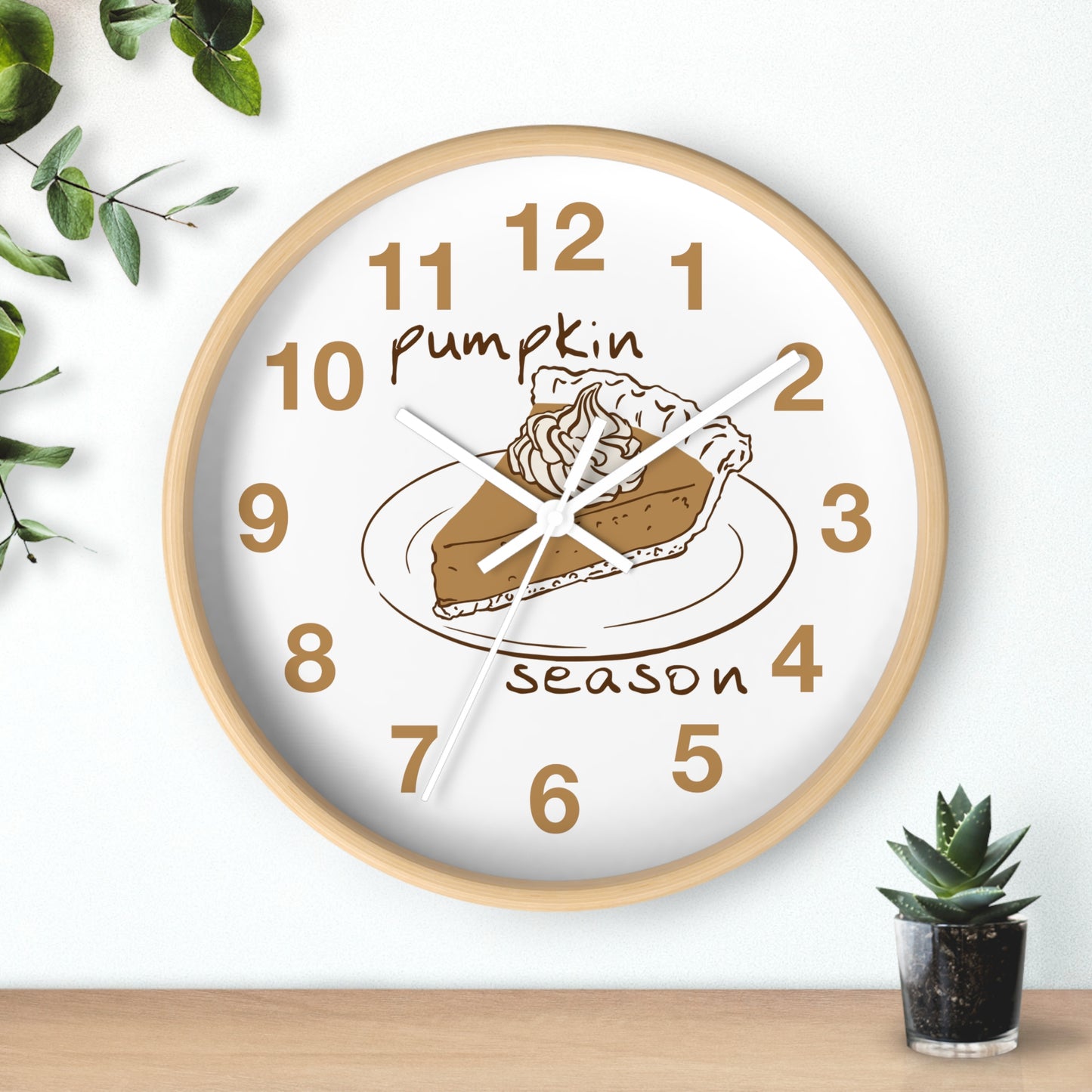 Pumpkin Pie Wall Clock — Autumn Fall Season Kitchen Decor