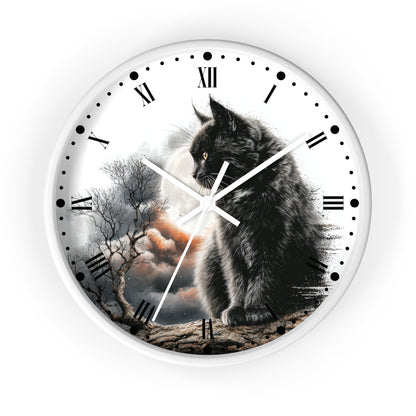 Black Cat Full Moon Wall Clock —  Cat Lovers Decor