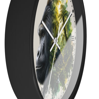 Gorilla Family Jungle Wall Clock — Tropical Primate Art