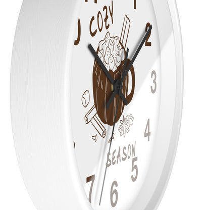 Cozy Season Pumpkin Hot Cocoa Wall Clock | Hand Drawn Fall Autumn Kitchen Decor