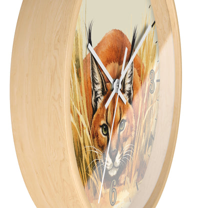 Caracal Cat Wall Clock — Wild Safari Animal Watercolor Art Decor