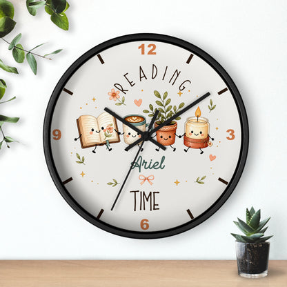 Reading Time Kids Wall Clock | Personalized Book Lover Decor (Custom Name)