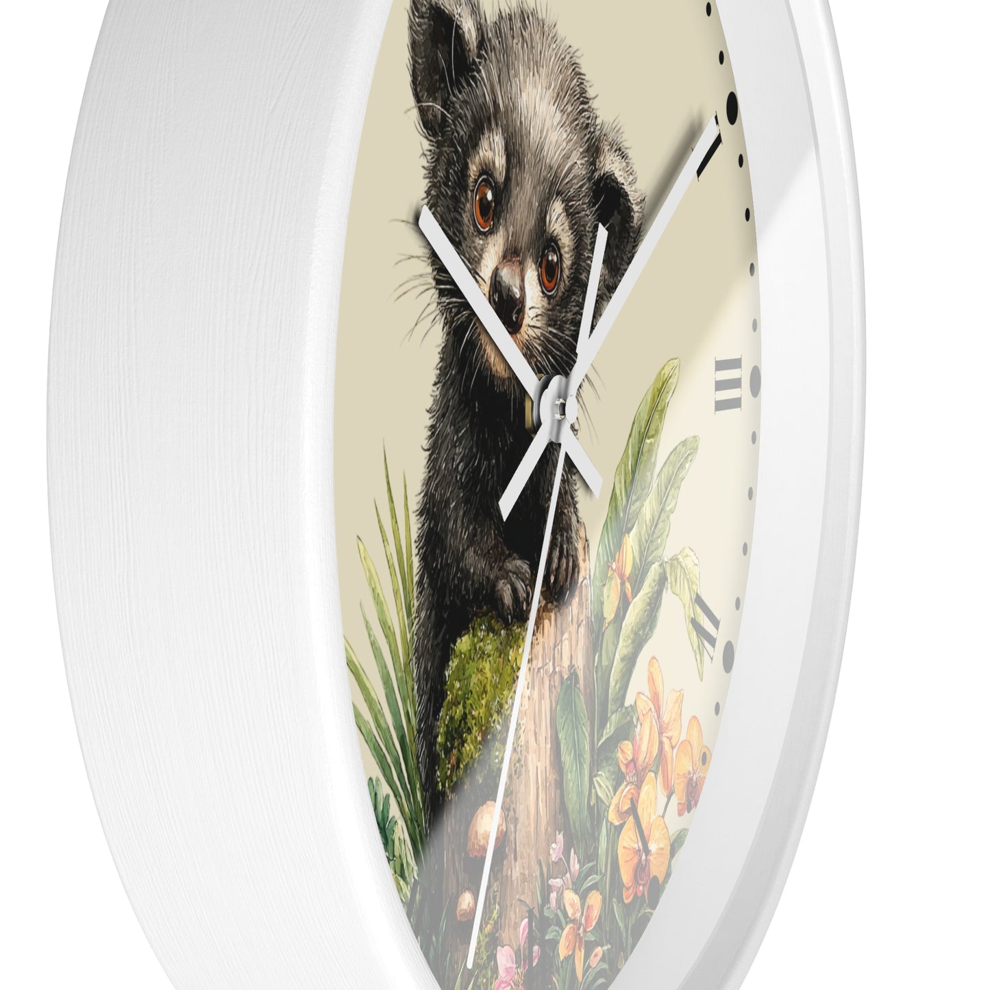 Baby Black Asian Palm Civet Wall Clock — Woodland Nursery Animal Decor