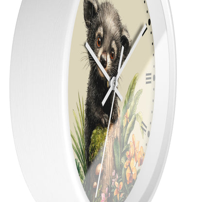 Baby Black Asian Palm Civet Wall Clock — Woodland Nursery Animal Decor