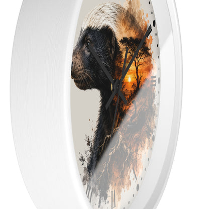 Badger Sunset Wall Clock — Wildlife Art Home Decor