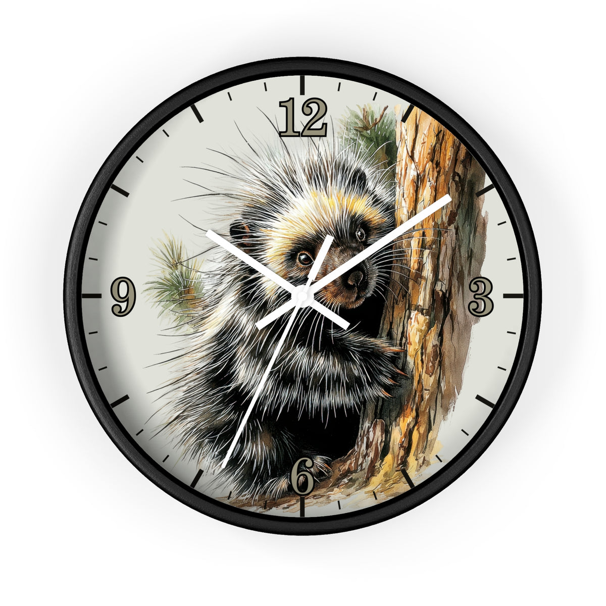 Porcupine Wall Clock — Wildlife Animal Decor for Nursery or Cabin