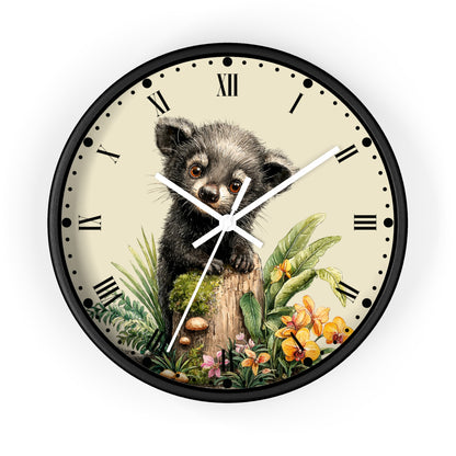 Baby Black Asian Palm Civet Wall Clock — Woodland Nursery Animal Decor