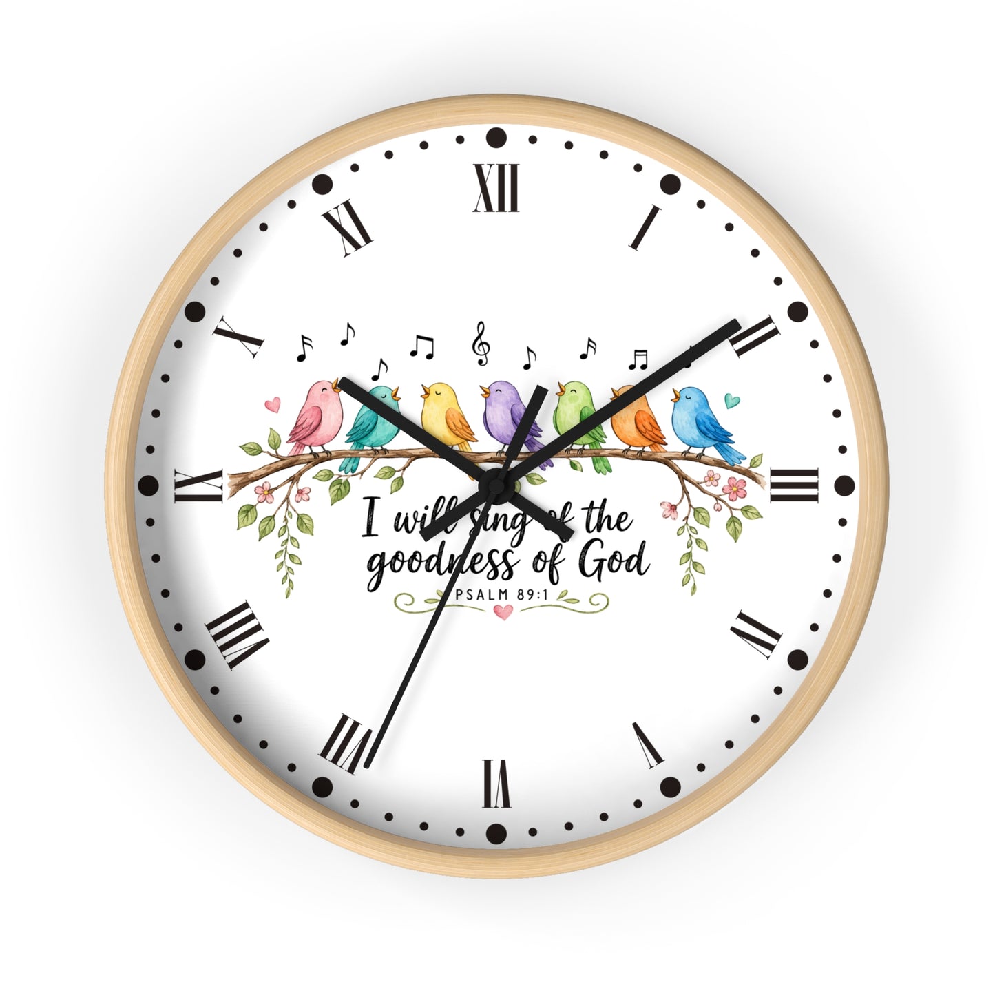 Bible Verse Bird Wall Clock — 'I Will Sing the Goodness of God'