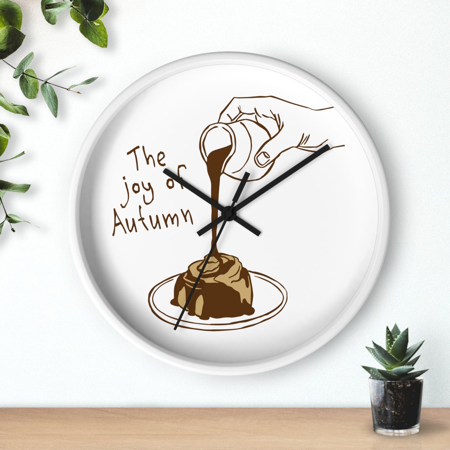 The Joy of Autumn Kitchen Wall Clock | Cozy Pumpkin Cinnamon Roll Decor