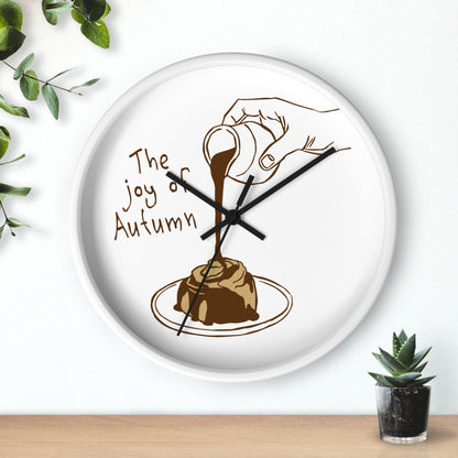 The Joy of Autumn Kitchen Wall Clock | Cozy Pumpkin Cinnamon Roll Decor