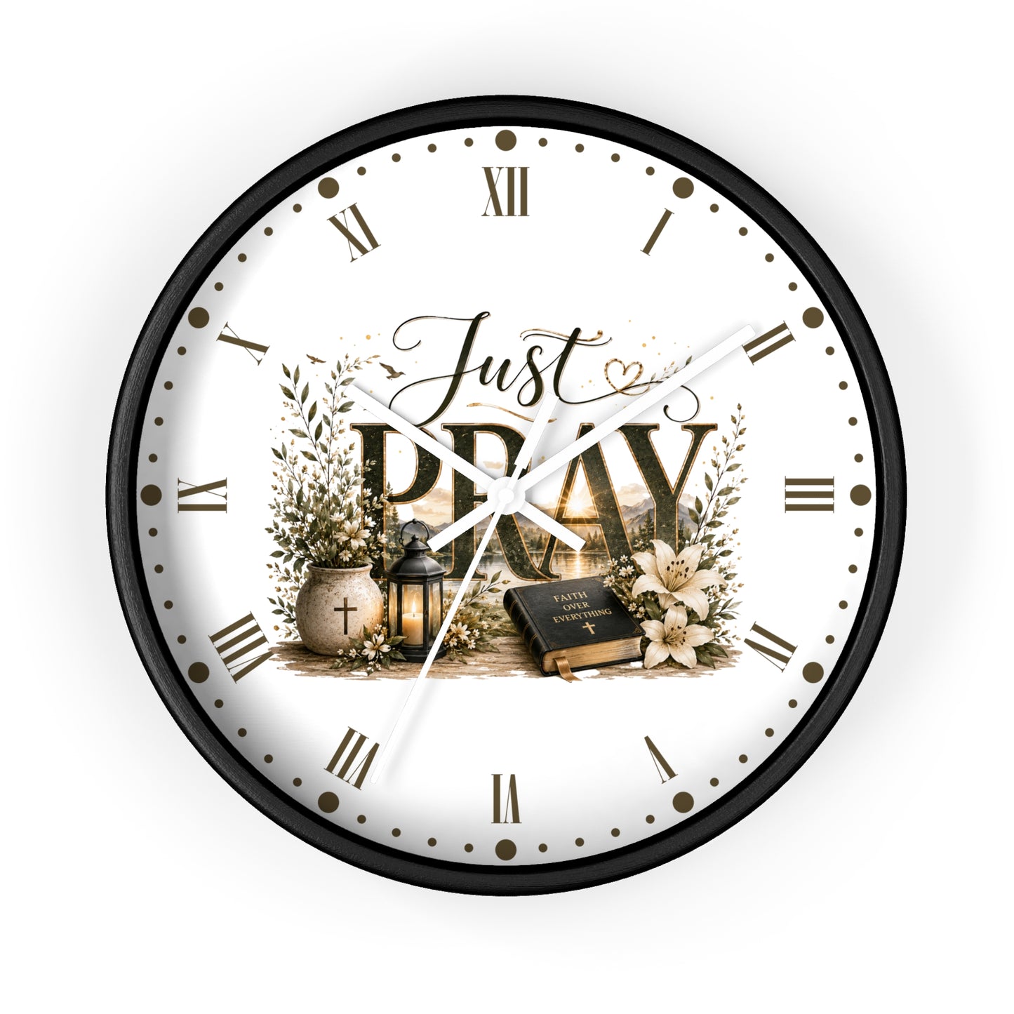 Just Pray Wall Clock — Inspirational Christian Home Decor Clock
