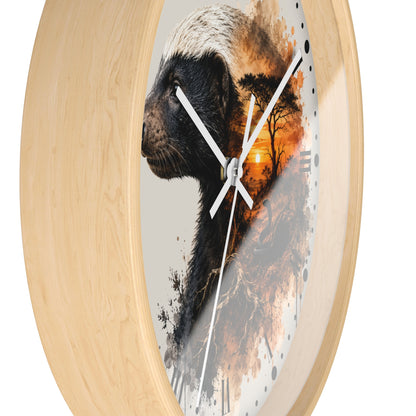 Badger Sunset Wall Clock — Wildlife Art Home Decor