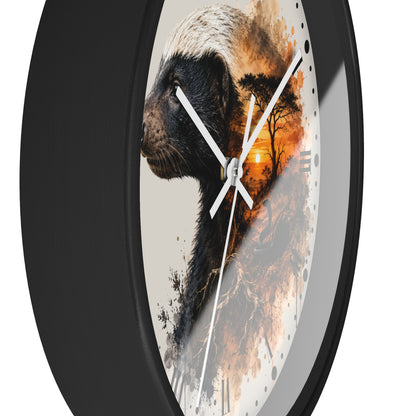 Badger Sunset Wall Clock — Wildlife Art Home Decor