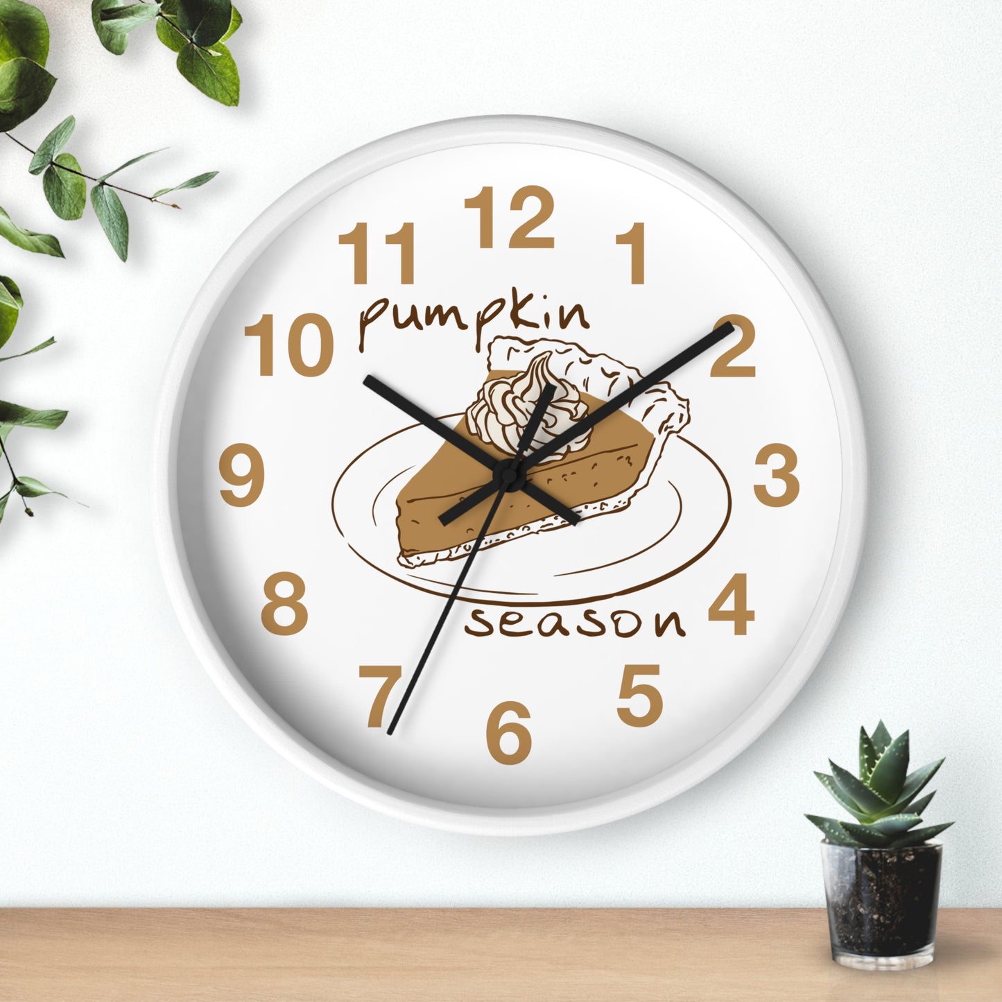 Pumpkin Pie Wall Clock — Autumn Fall Season Kitchen Decor
