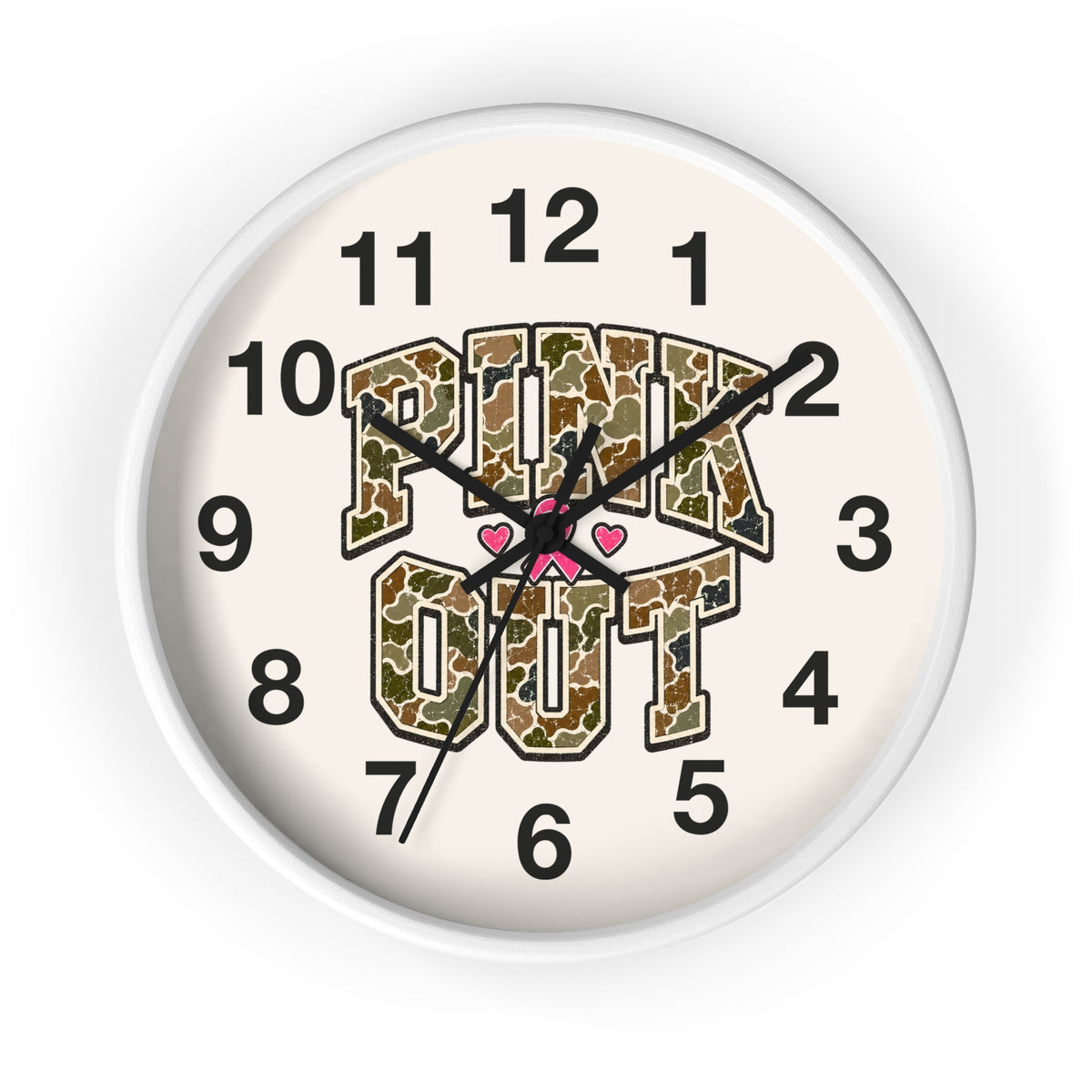 Camo Pink Out Wall Clock — Breast Cancer Awareness Gift