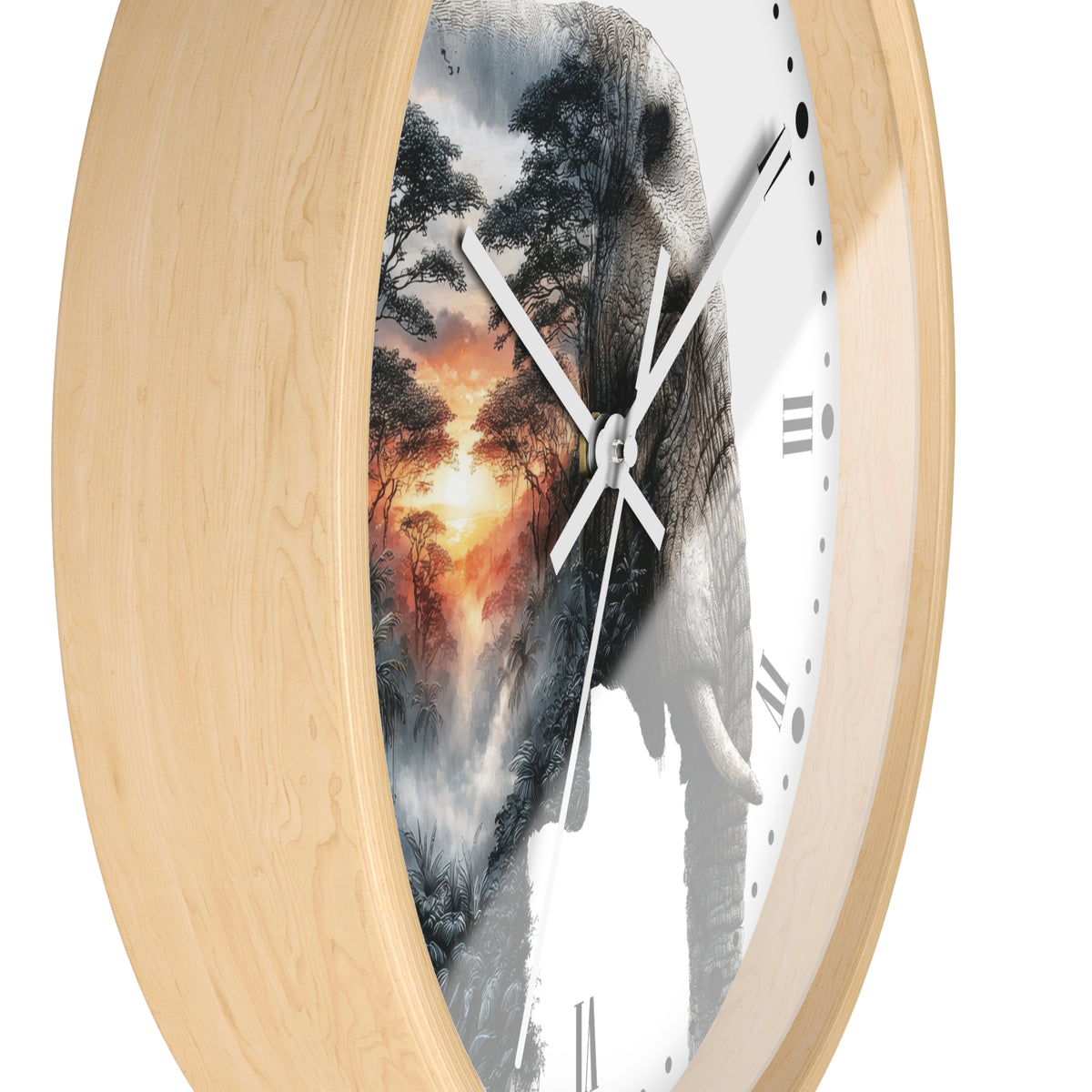 Elephant Sunset Wall Clock — Safari Silhouette Decor