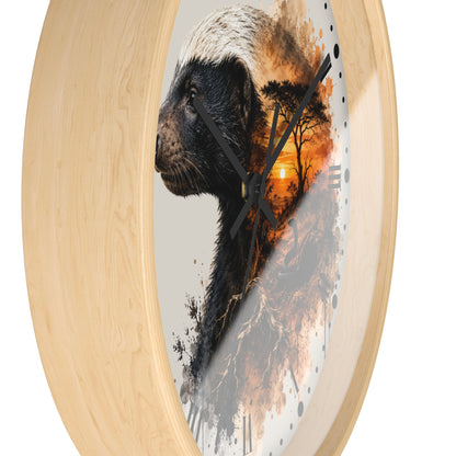Badger Sunset Wall Clock — Wildlife Art Home Decor