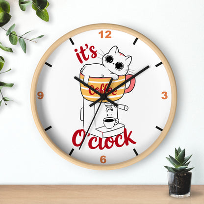 Cat Kitchen Wall Clock | " It's Coffee O'clock"