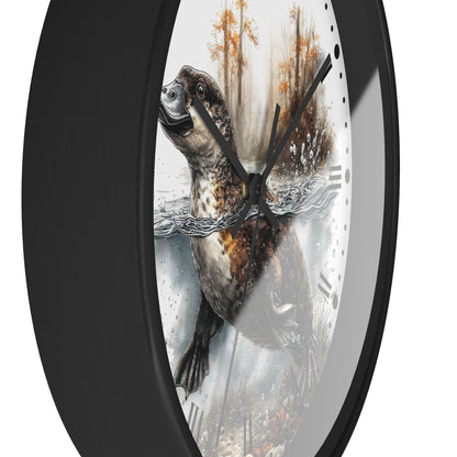 Duckbill Platypus Wall Clock with Roman Numerals — Rustic Woodland Animal Decor