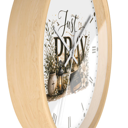 Just Pray Wall Clock — Inspirational Christian Home Decor Clock