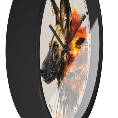 African Wild Dog Sunset Wall Clock — Safari Animal Home Decor