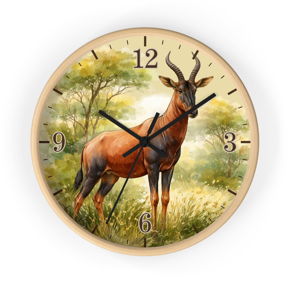 Topi Antelope Wall Clock — Wilderness Wildlife Decorative Clock