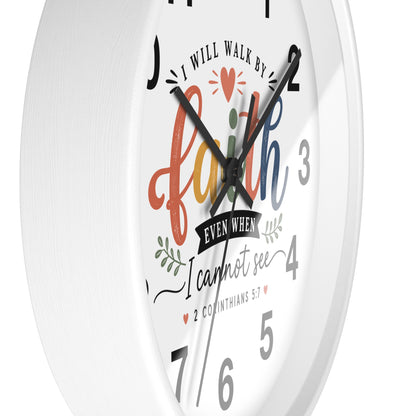 Walk By Faith Wall Clock — Christian Inspirational Home Decor