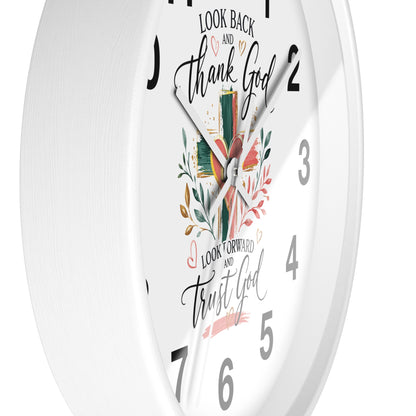 Look Forward And Trust Wall Clock —  Floral Cross Christian Home Decor