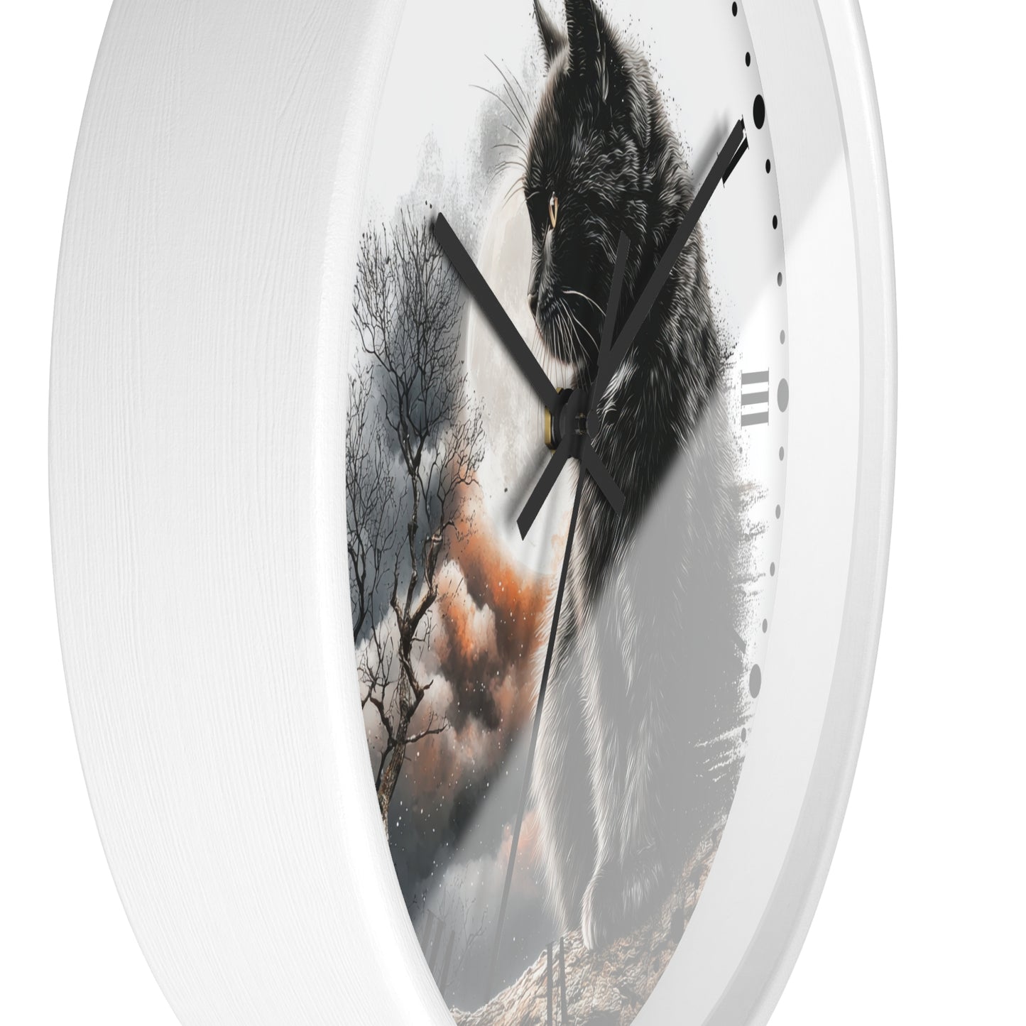 Black Cat Full Moon Wall Clock —  Cat Lovers Decor