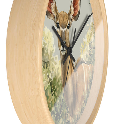 Jungle Greater Kudu Wall Clock — Rustic Antelope Safari Nursery Decor