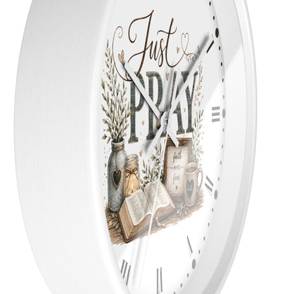 Just Pray Decorative Wall Clock — Rustic Faith-Inspired Home Decor
