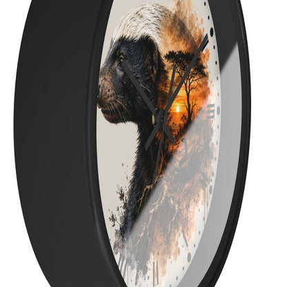 Badger Sunset Wall Clock — Wildlife Art Home Decor