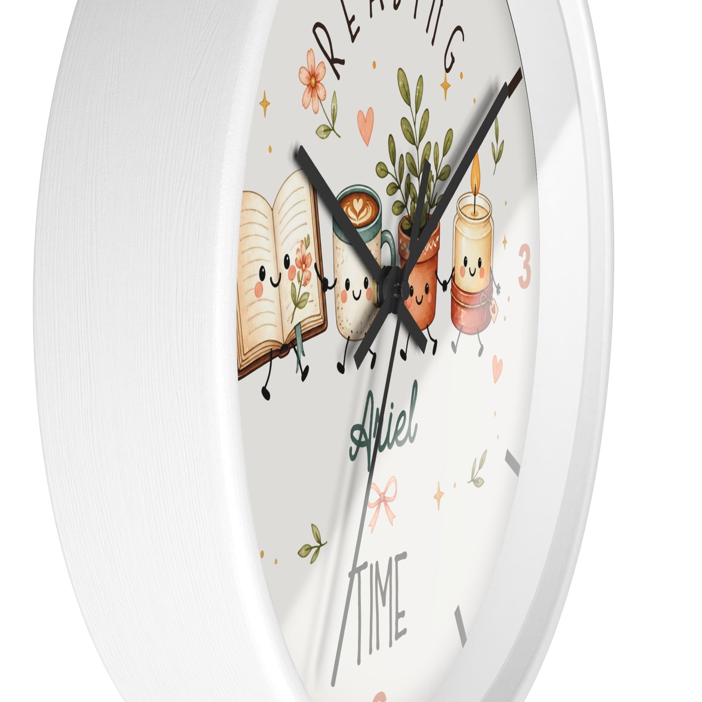 Reading Time Kids Wall Clock | Personalized Book Lover Decor (Custom Name)