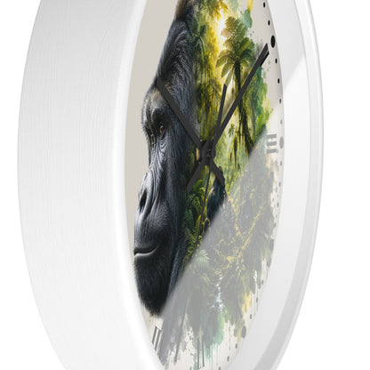 Gorilla Family Jungle Wall Clock — Tropical Primate Art