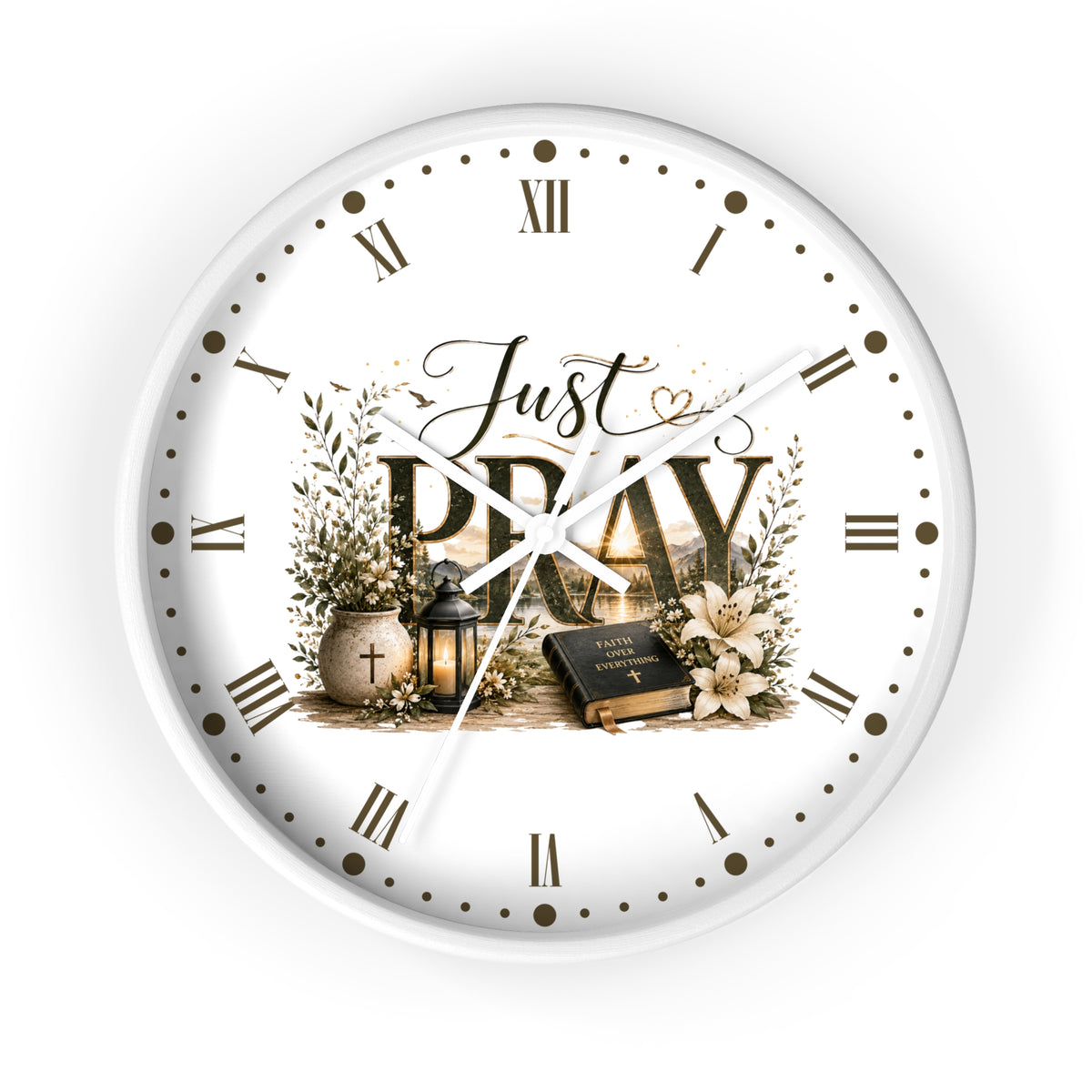 Just Pray Wall Clock — Inspirational Christian Home Decor Clock