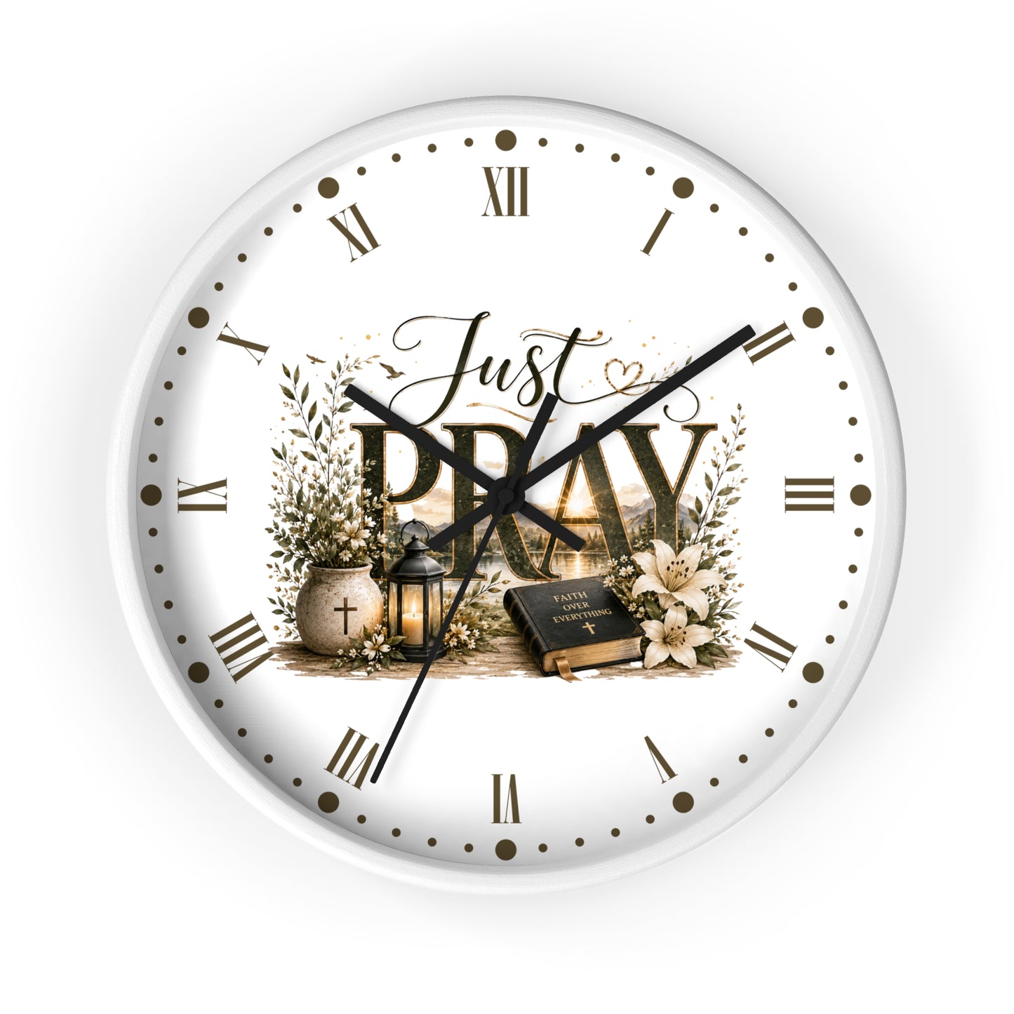 Just Pray Wall Clock — Inspirational Christian Home Decor Clock