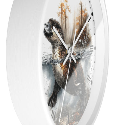 Duckbill Platypus Wall Clock with Roman Numerals — Rustic Woodland Animal Decor