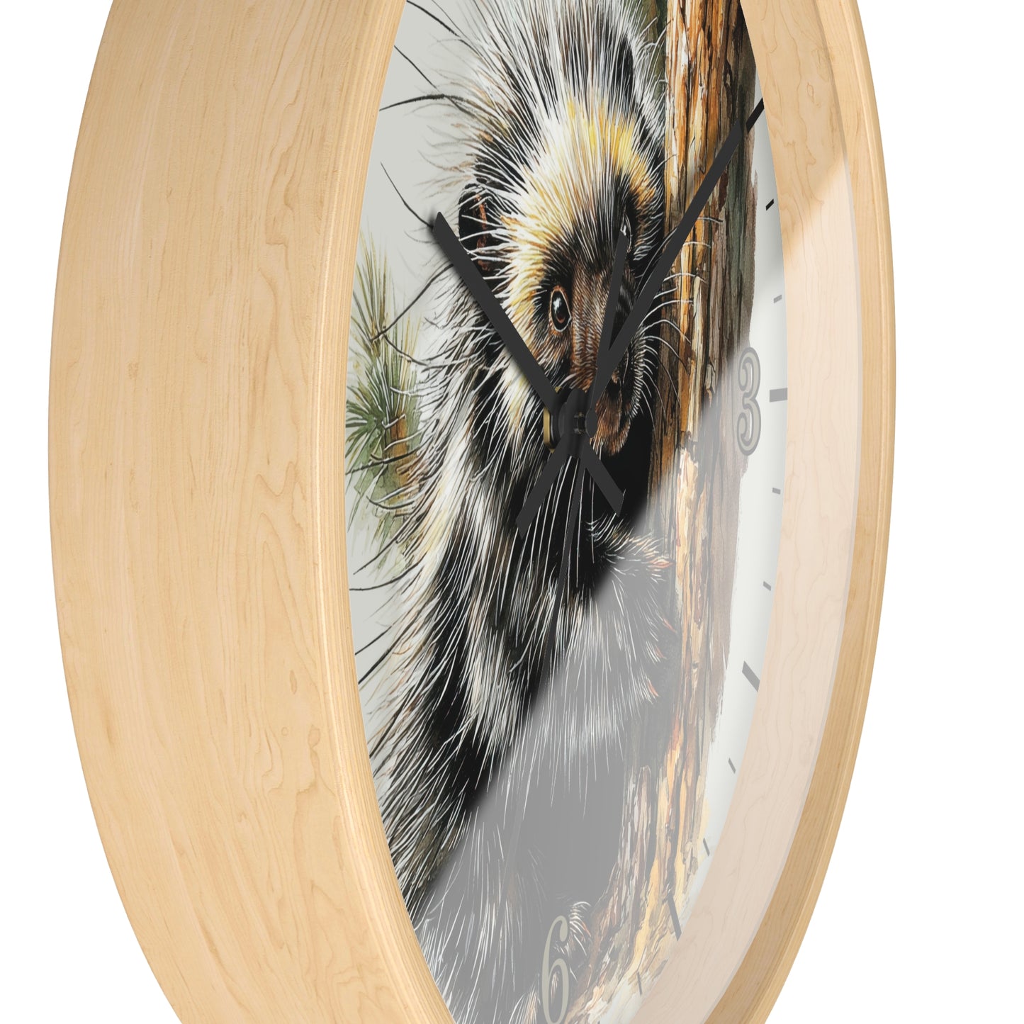 Porcupine Wall Clock — Wildlife Animal Decor for Nursery or Cabin