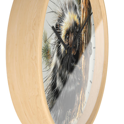 Porcupine Wall Clock — Wildlife Animal Decor for Nursery or Cabin